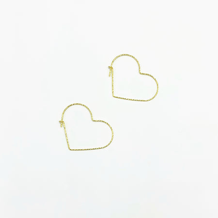 Gold plated sterling silver thin twisted heart hoop earrings 