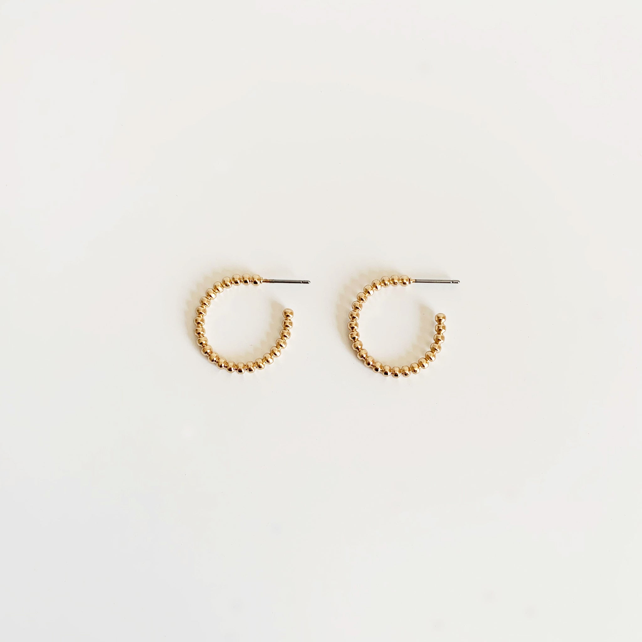 Dainty small gold ball hoop earrings 