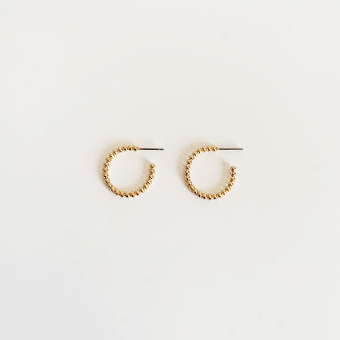 Dainty small gold ball hoop earrings 