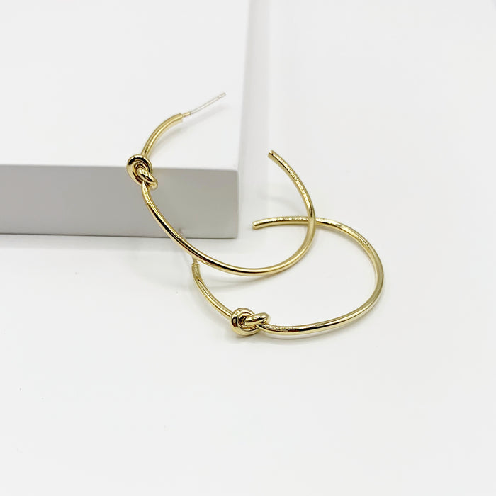 Gracie 14k gold plated knot hoop earrings