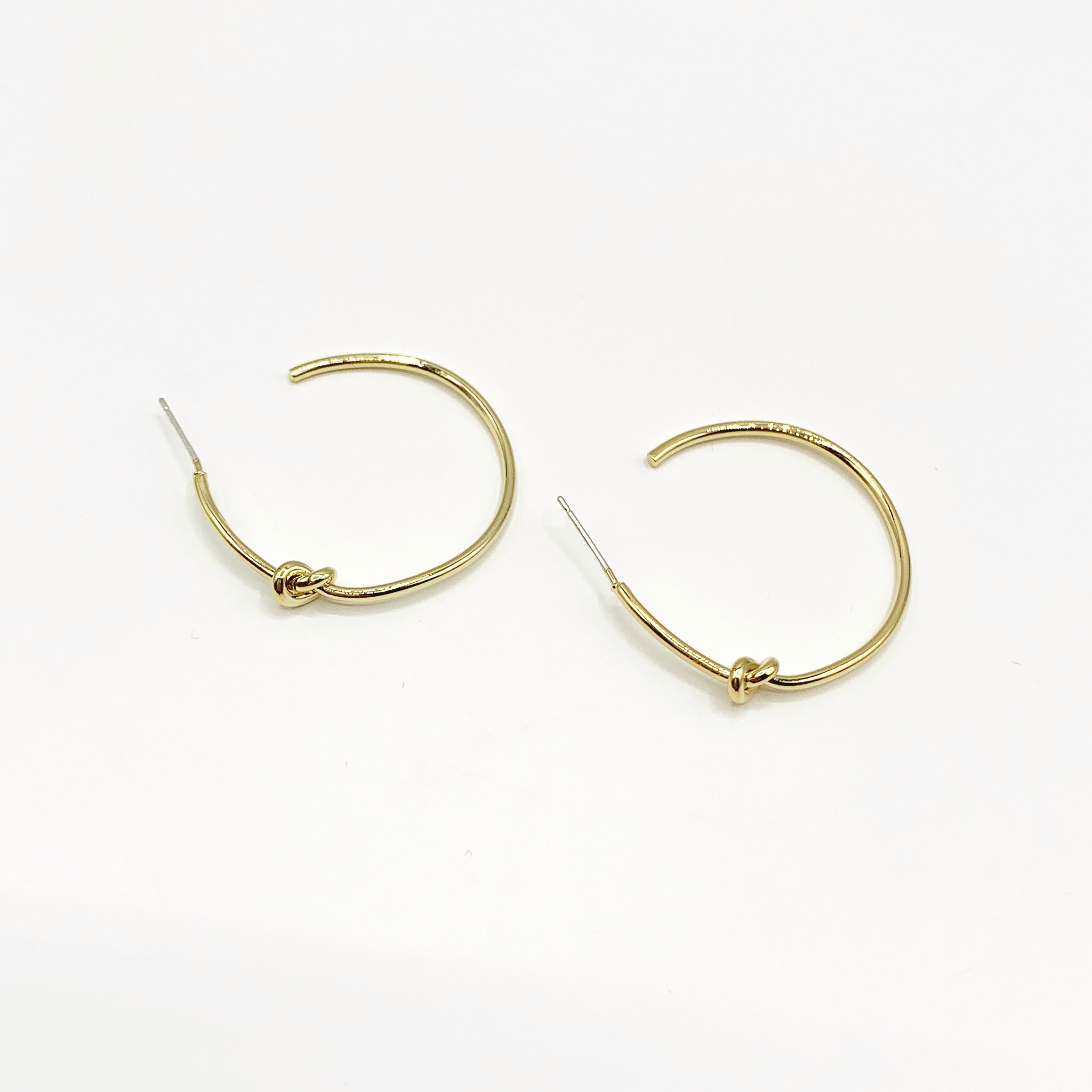 14k gold plated thin hoop earrings with knot