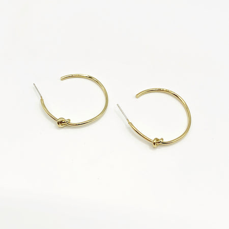 14k gold plated thin hoop earrings with knot