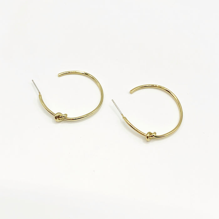 14k gold plated thin hoop earrings with knot