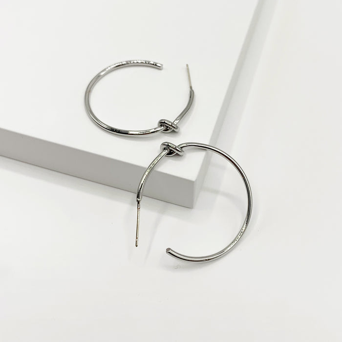 Gracie silver knot hoop earrings