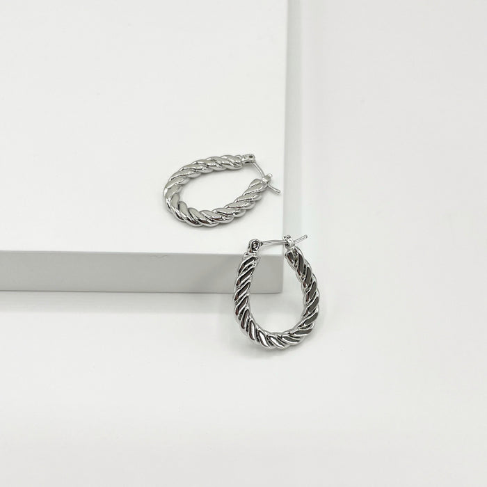 Imelda silver twisted oval hoop earrings