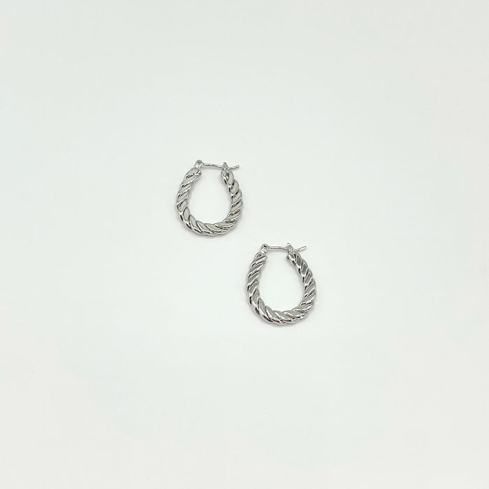 Imelda silver twisted oval hoop earrings