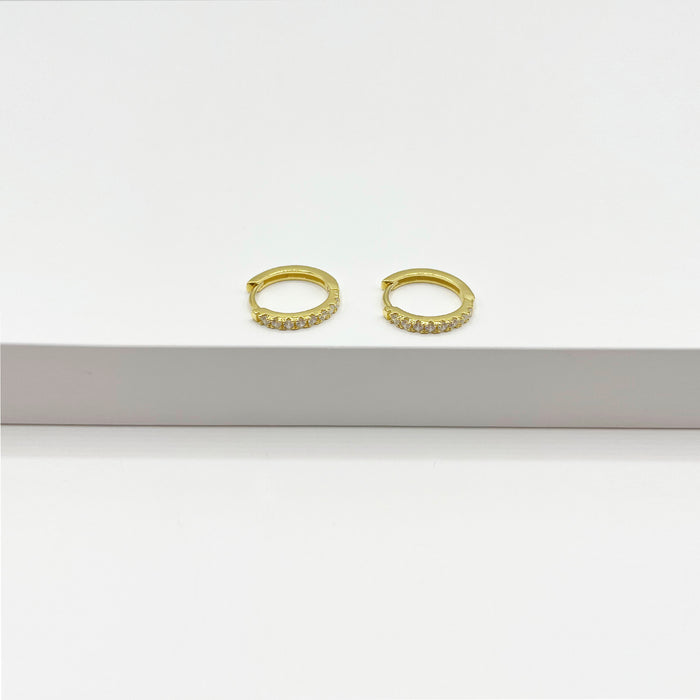 Josie 18k gold plated mini hoop earrings with stones