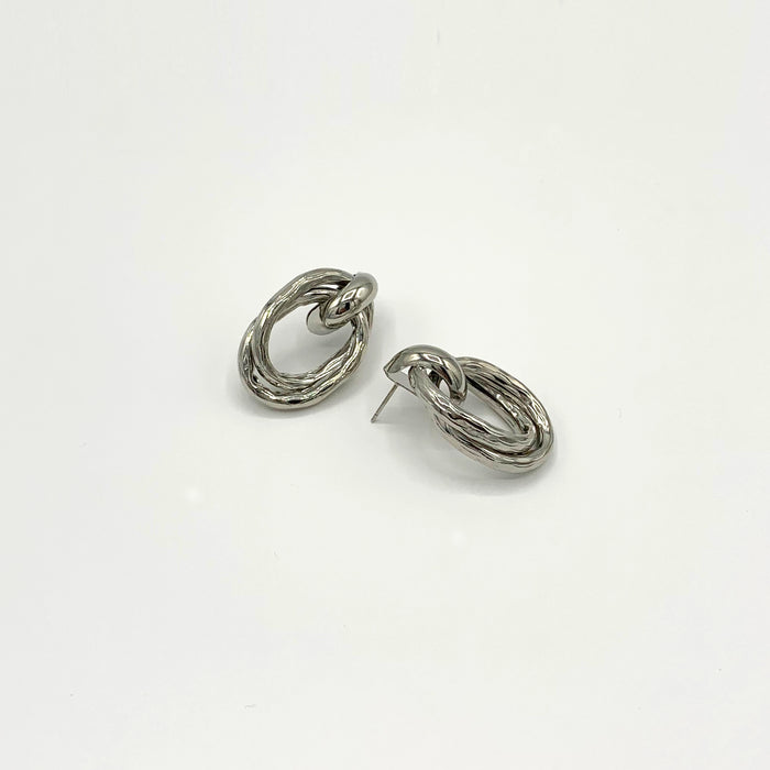 Kira silver geometric drop earrings