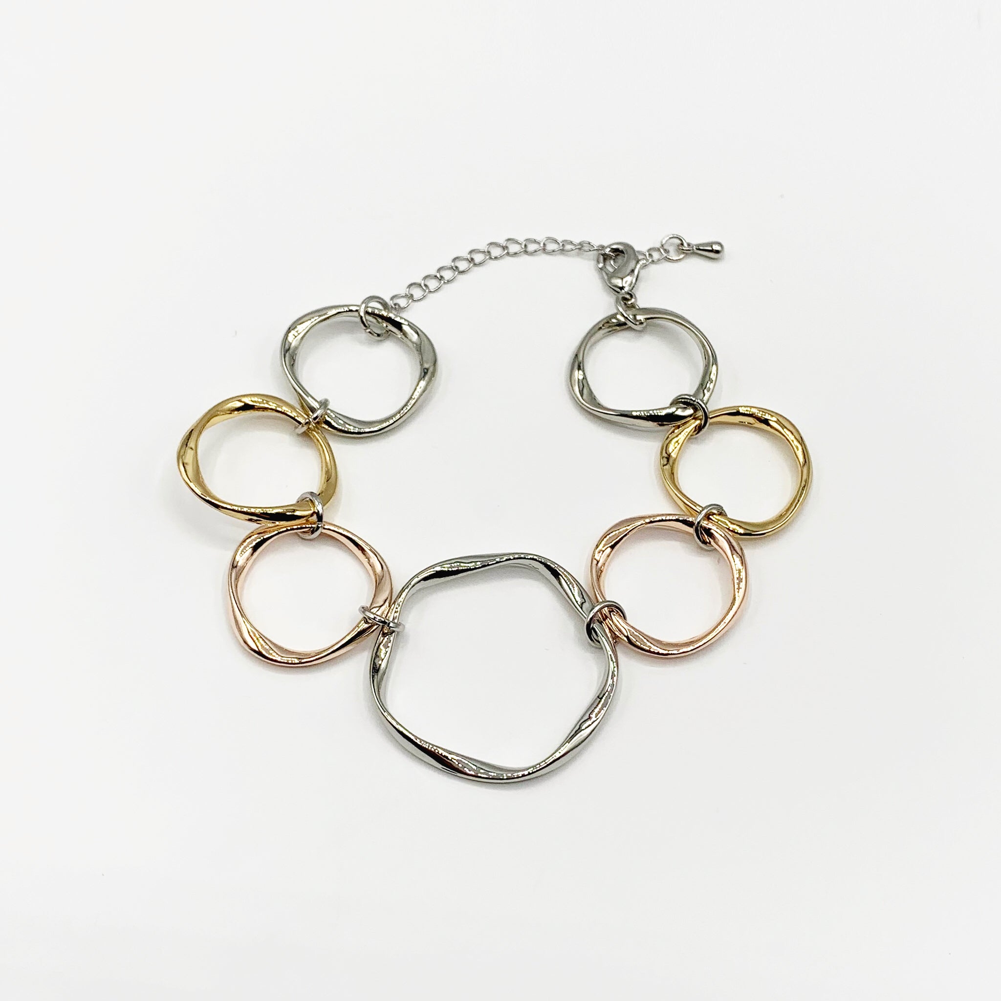 Large irregular link multi colour metal bracelet 