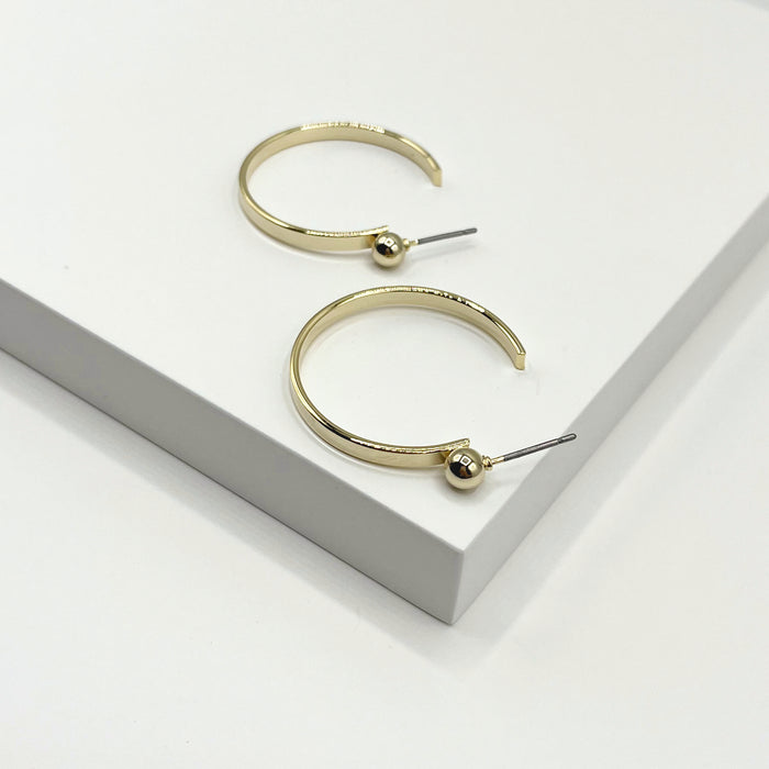 14k gold plated medium size hoop earrings with stud