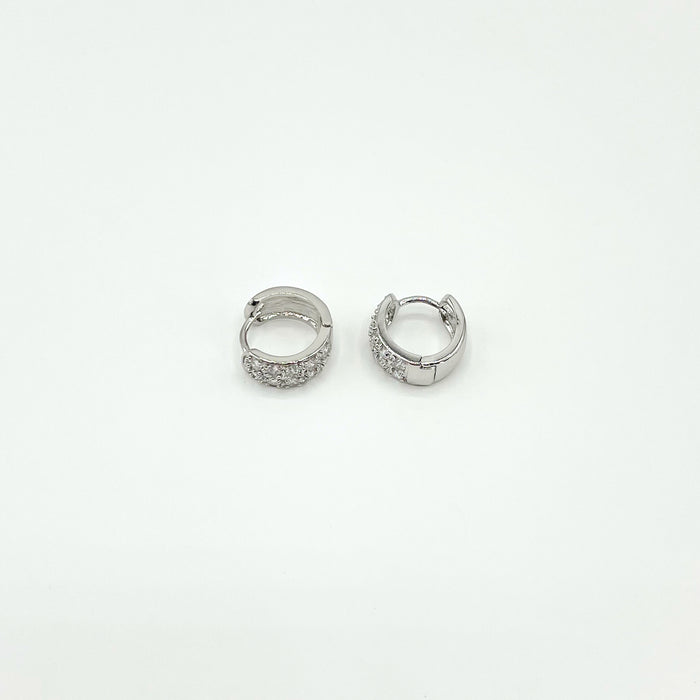 Lex silver stone hoop earrings