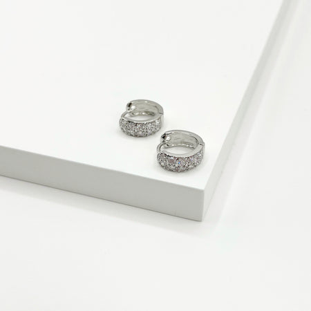 Small silver hoops with cubic zirconia 