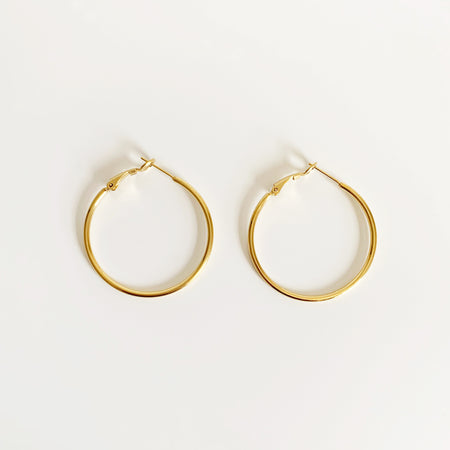 Classic slim gold hoop earrings 