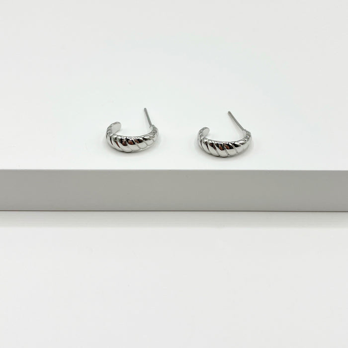 Lucille silver minimal domed hoop earrings