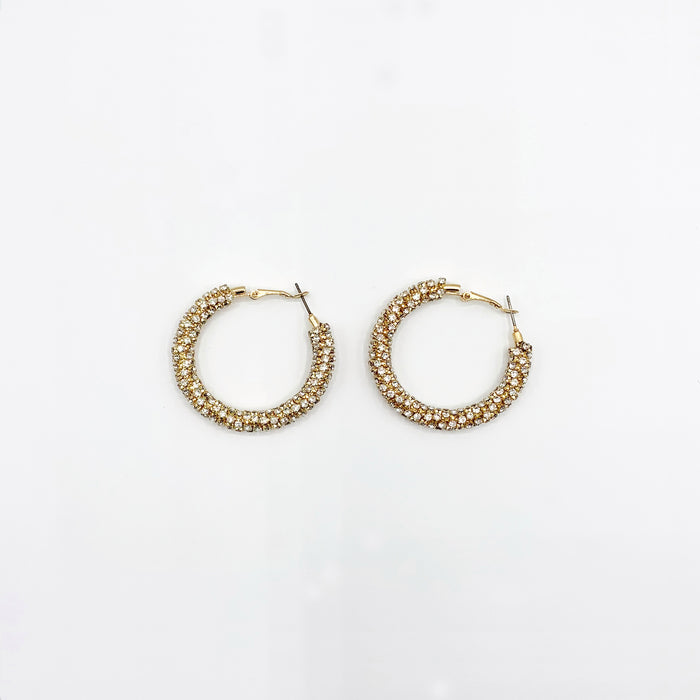 Maddie gold stone hoop earrings