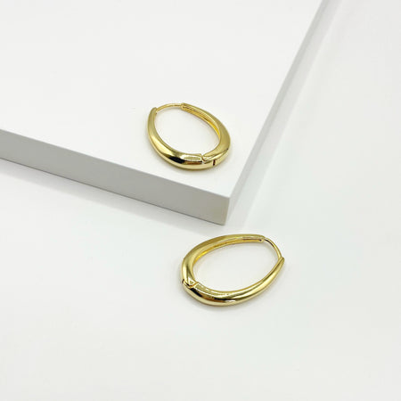 14k gold plated classic oval hoop earrings 