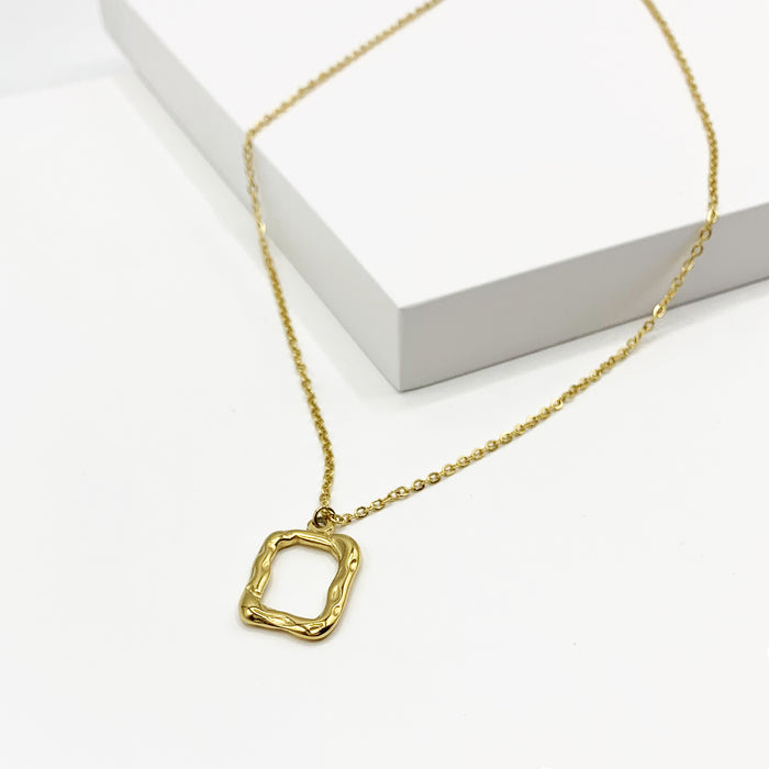 Marnie 14k gold plated textured pendant necklace