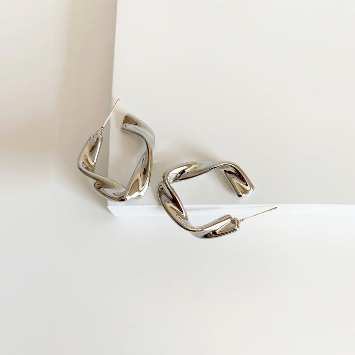 Meg silver twisted hoop earrings