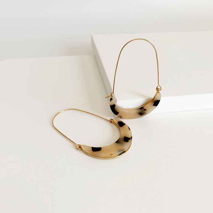 Mia drop crescent shape light leopard earrings