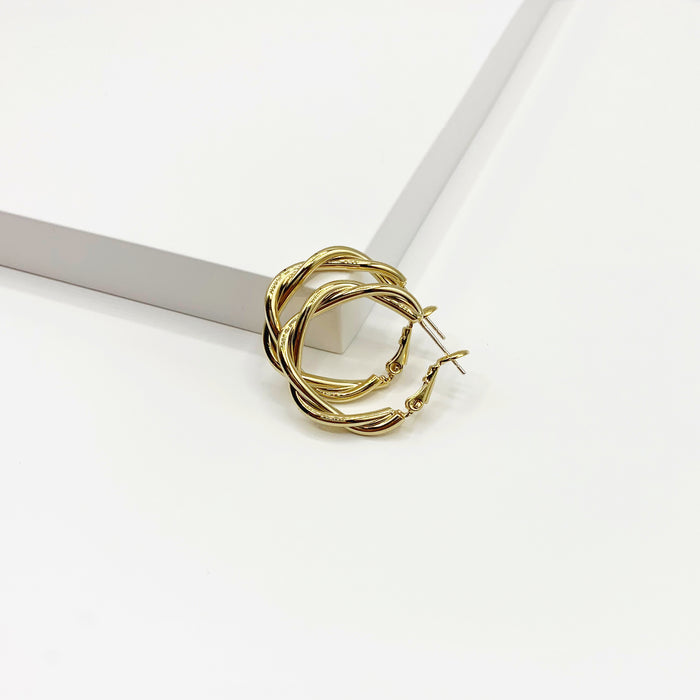 14k gold plated twisted hoop earrings 