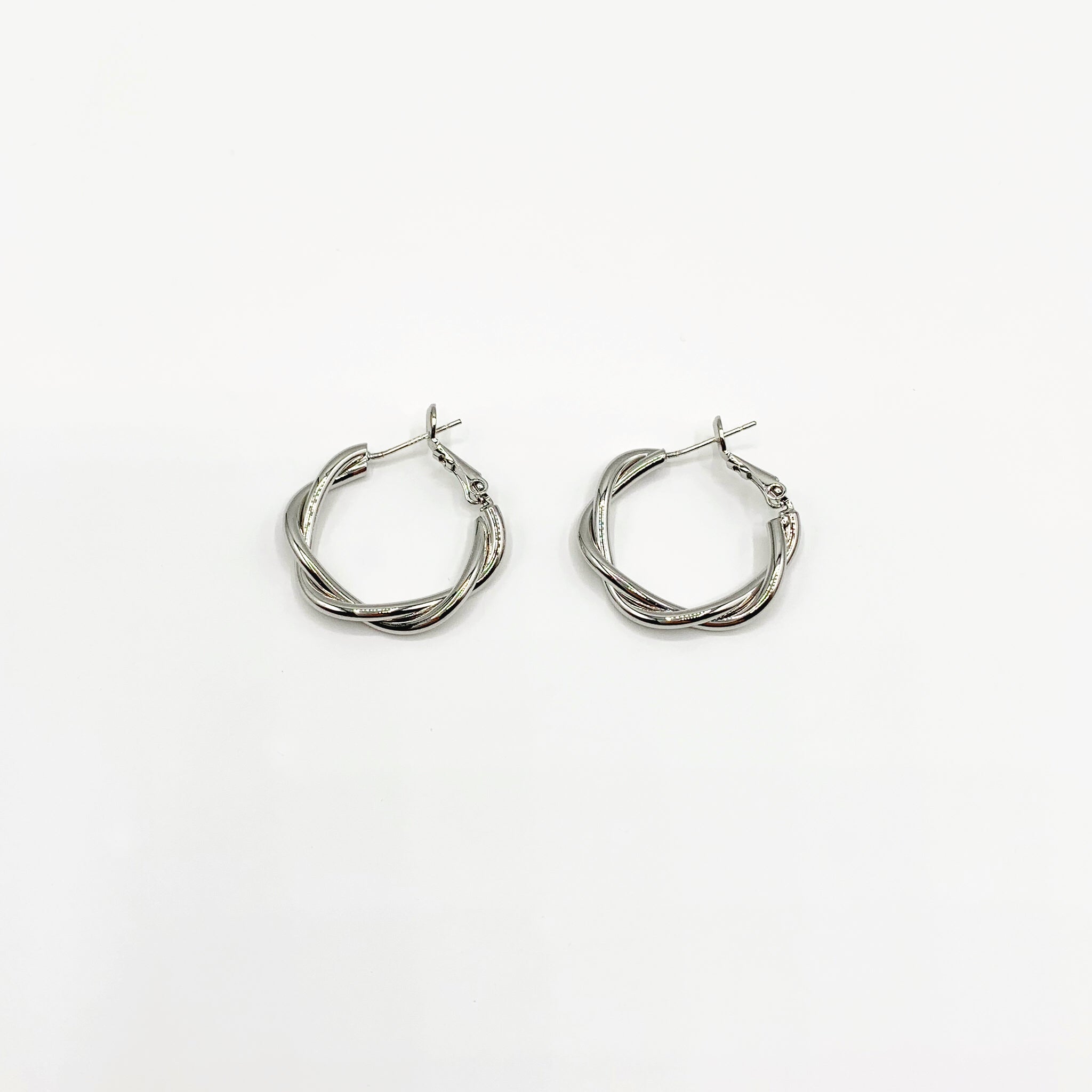 Silver twisted hoop earrings 