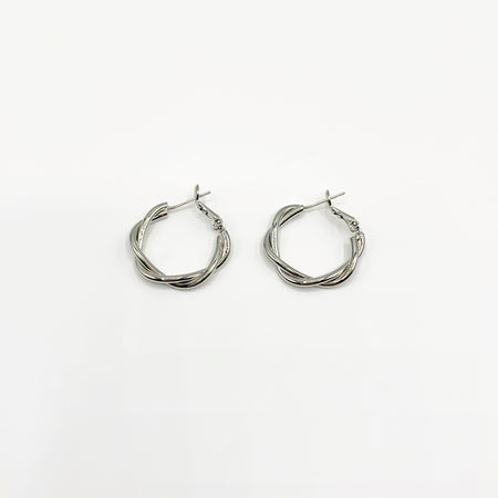 Silver twisted hoop earrings 