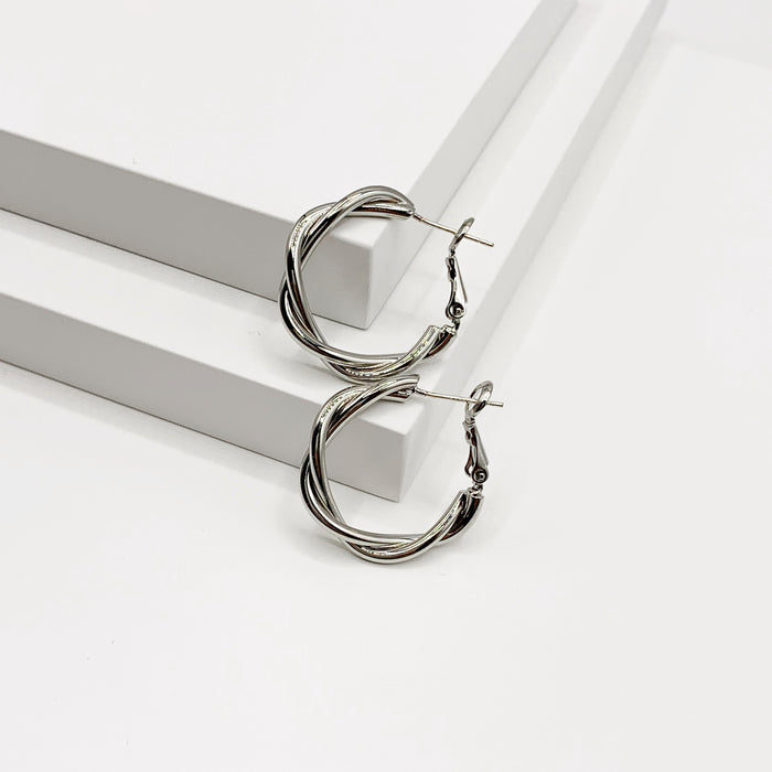 Monroe silver twisted hoop earrings