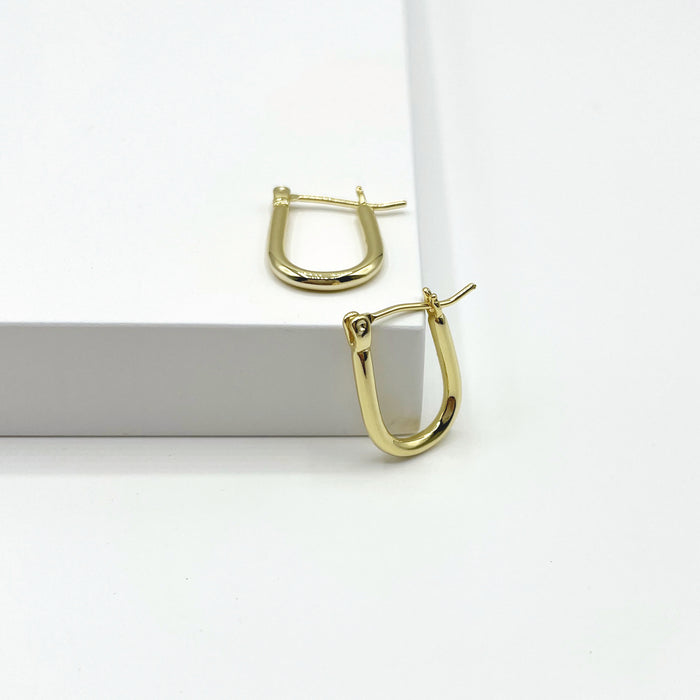 14k gold plated u shape small hoop earrings 