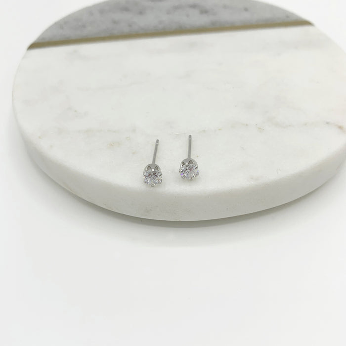 Simple sterling silver stone stud earrings 