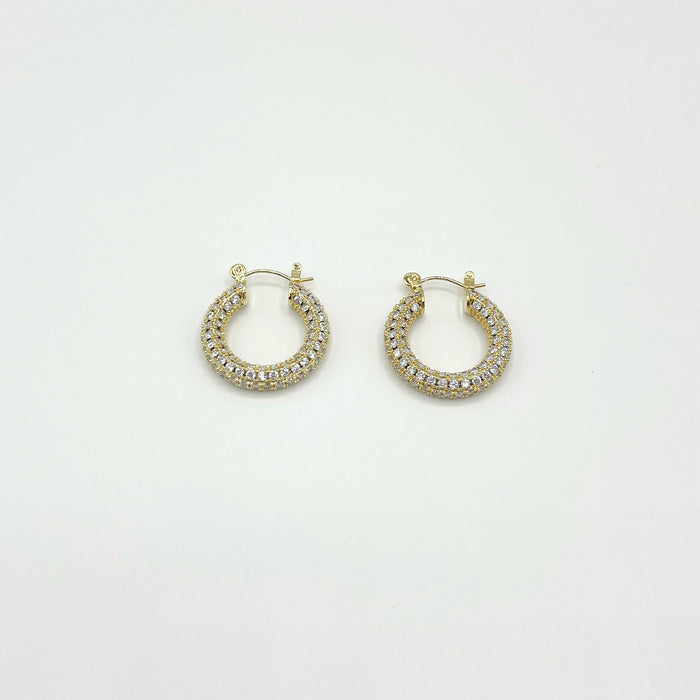 Nika 18k gold plated pave hoop earrings