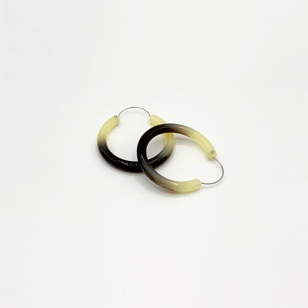 Cream and brown graduated tone acrylic hoop earrings 