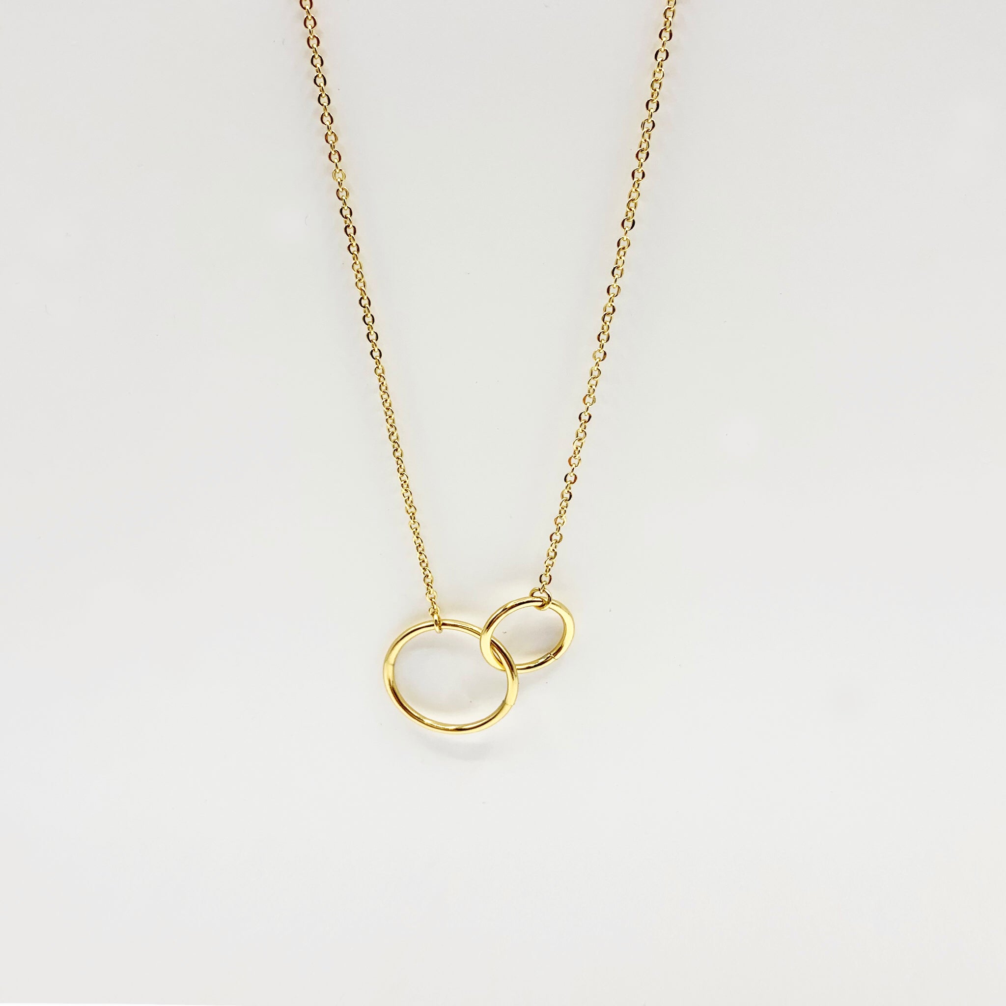 18k gold plated necklace with double hoop detail 