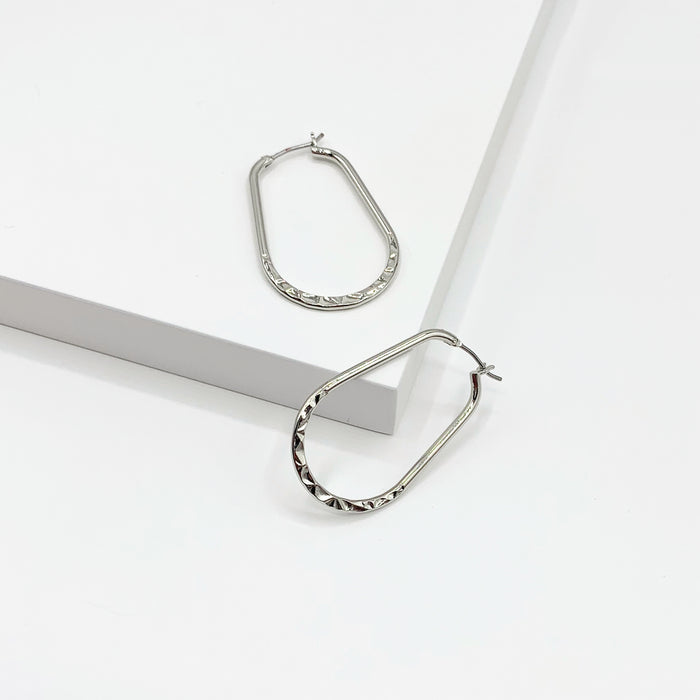 Sabine silver oval hoop earrings