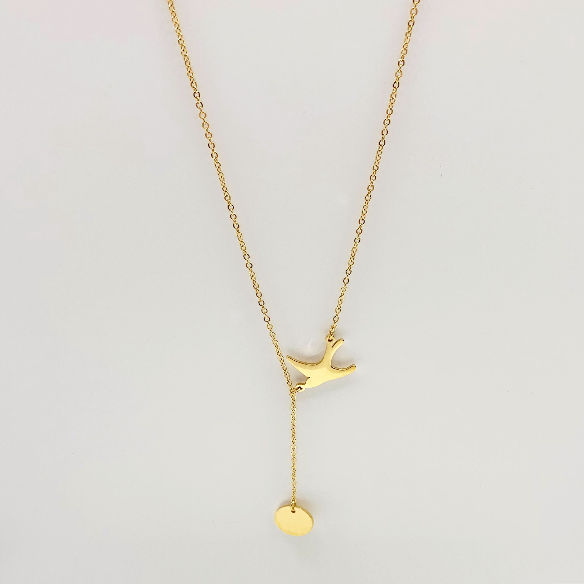 14k gold plated bird charm necklace 