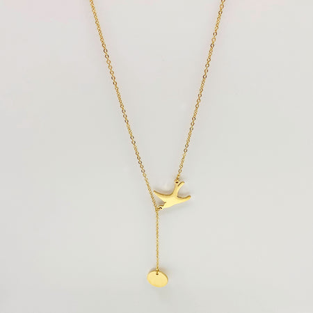 14k gold plated bird charm necklace 