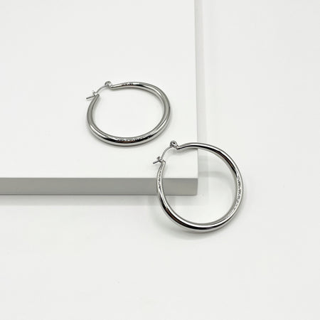 Medium size silver hoop earrings 