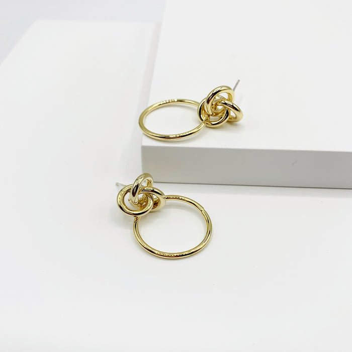 Vivienne 14k gold plated knot detail drop earrings