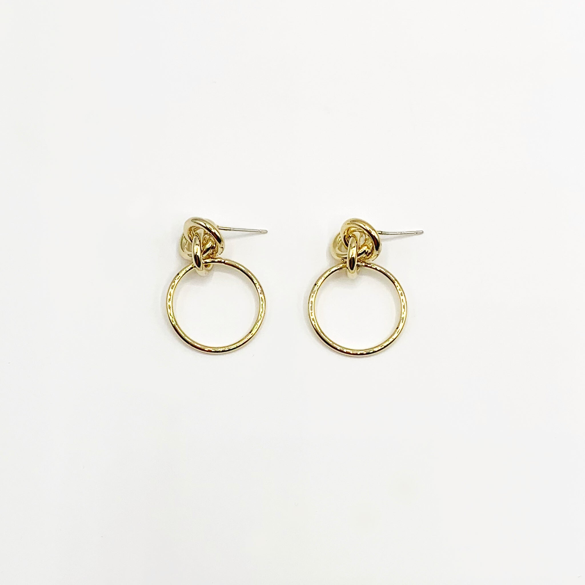 14k gold plated drop earrings with knot detail