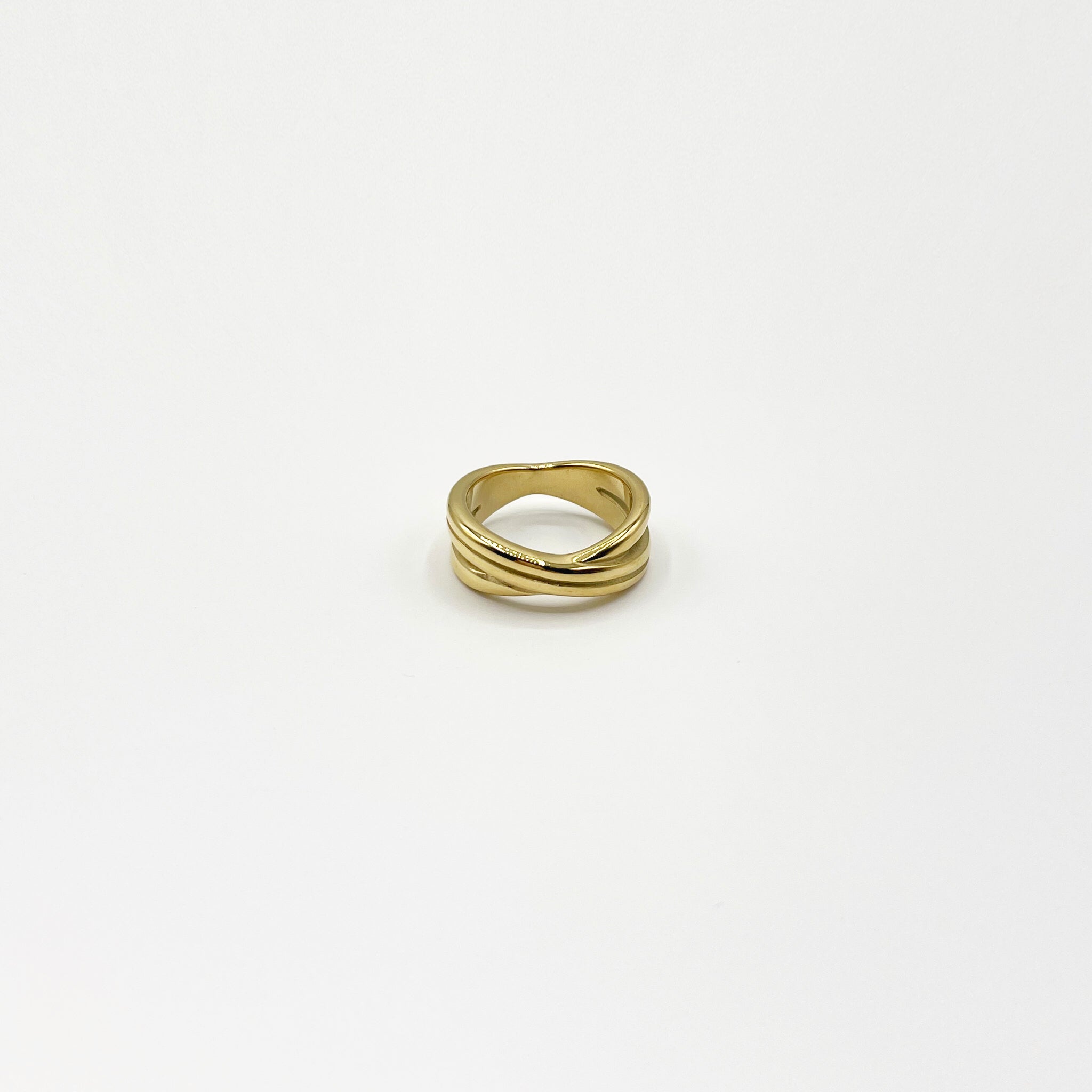 14k gold plated crossed gold band