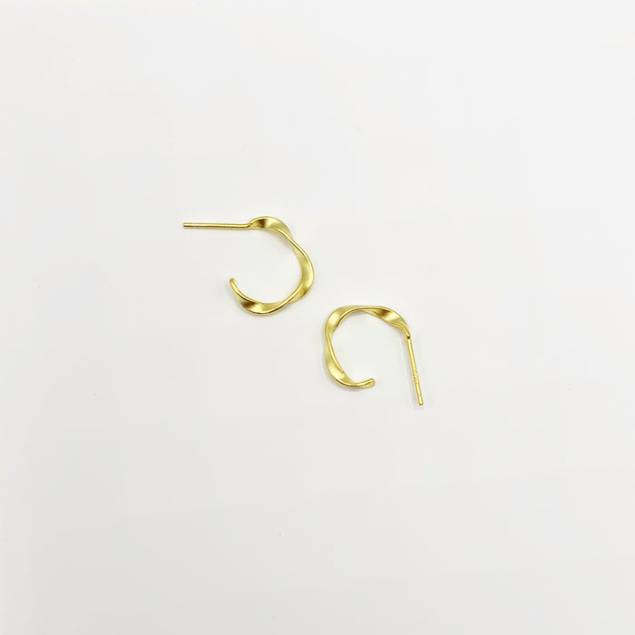 18k gold plated sterling silver, minimal, dainty twisted hoop earrings 